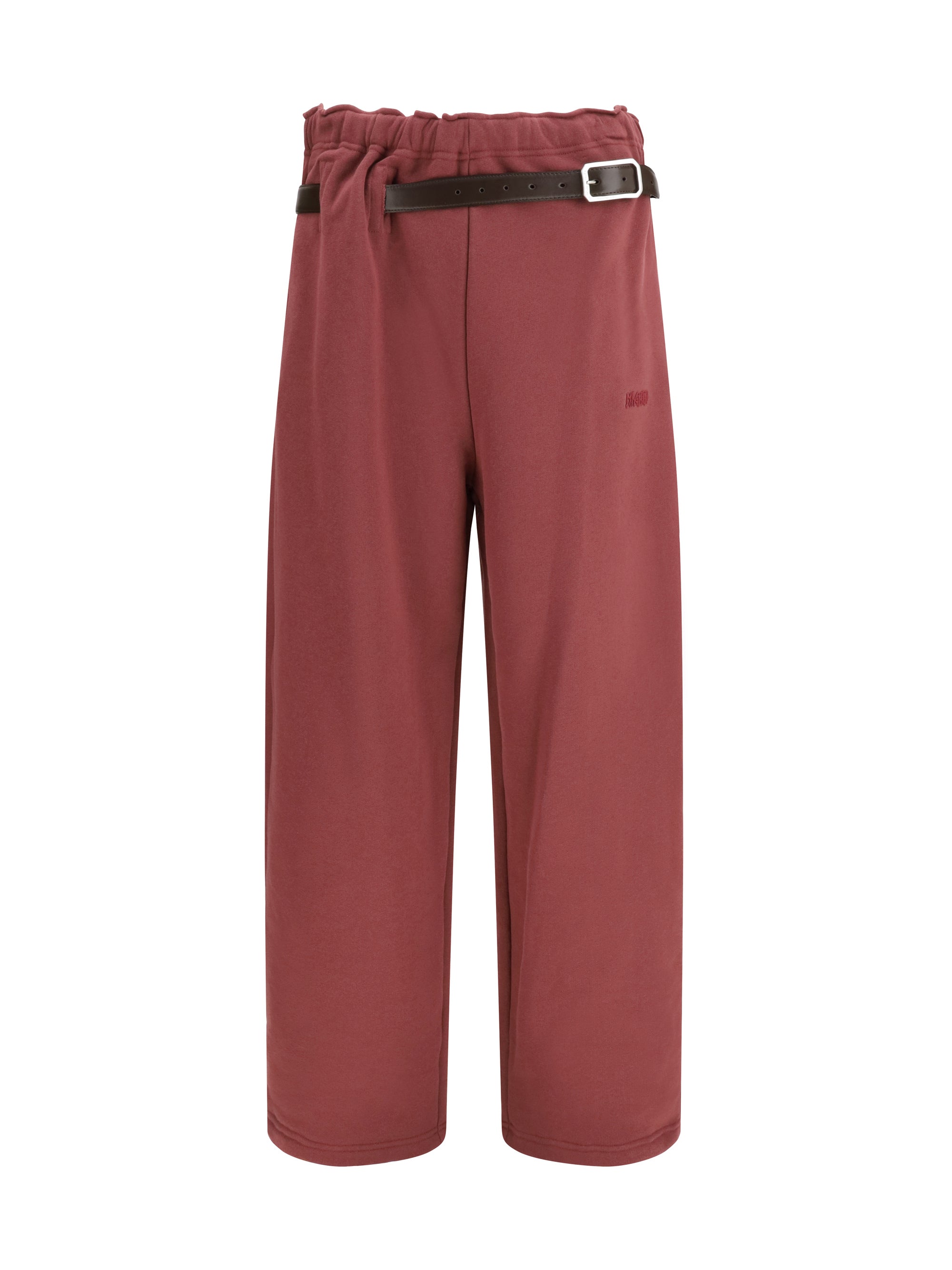 Magliano Buckle-Belt Cotton Track Pants — Red