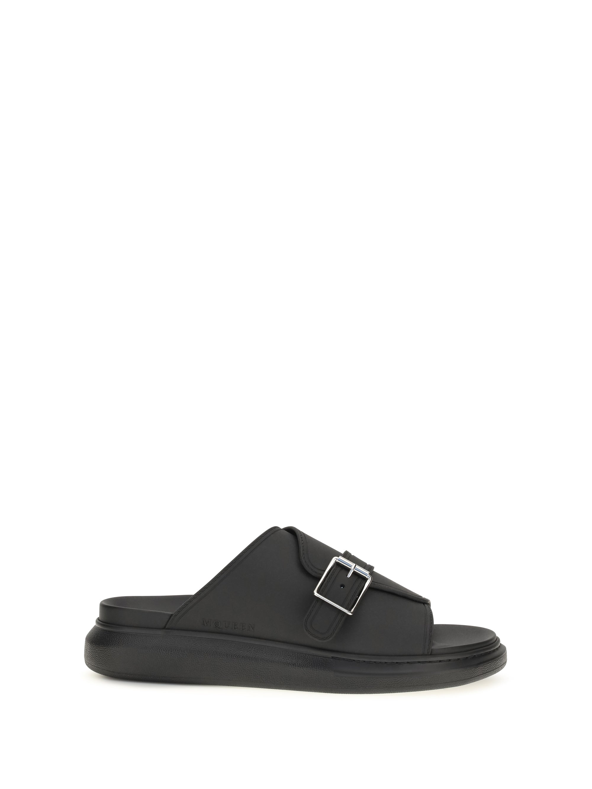 Alexander McQueen Buckle-Detailed Platform Slide Sandal — Black