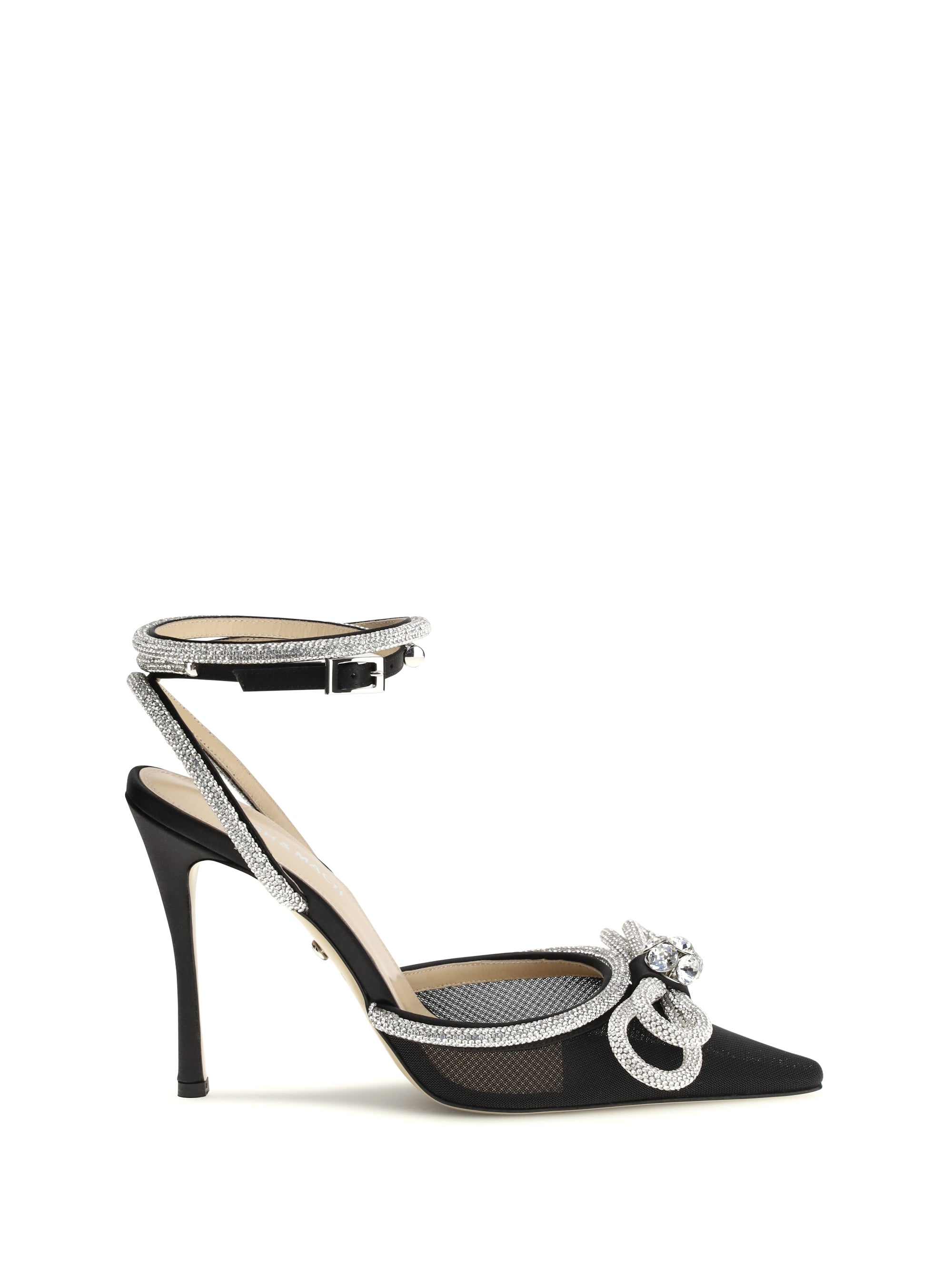 Mach & Mach Crystal-Embellished Double Bow Pumps — Black