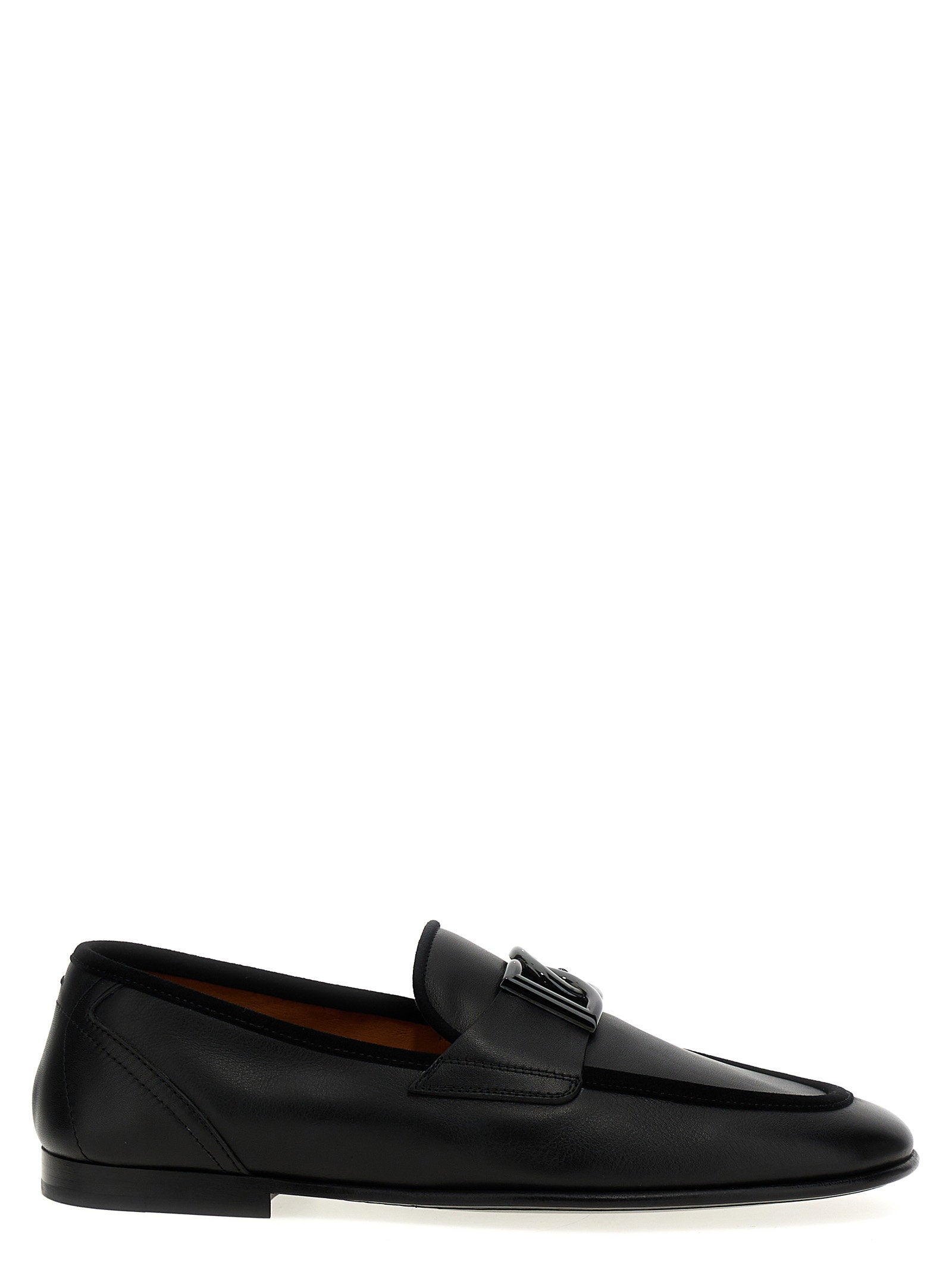 Dolce & Gabbana Logo-Plaque Leather Loafer — Black