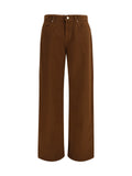 Max Mara Studio Wide-Leg Satin Cotton Trousers — Brown