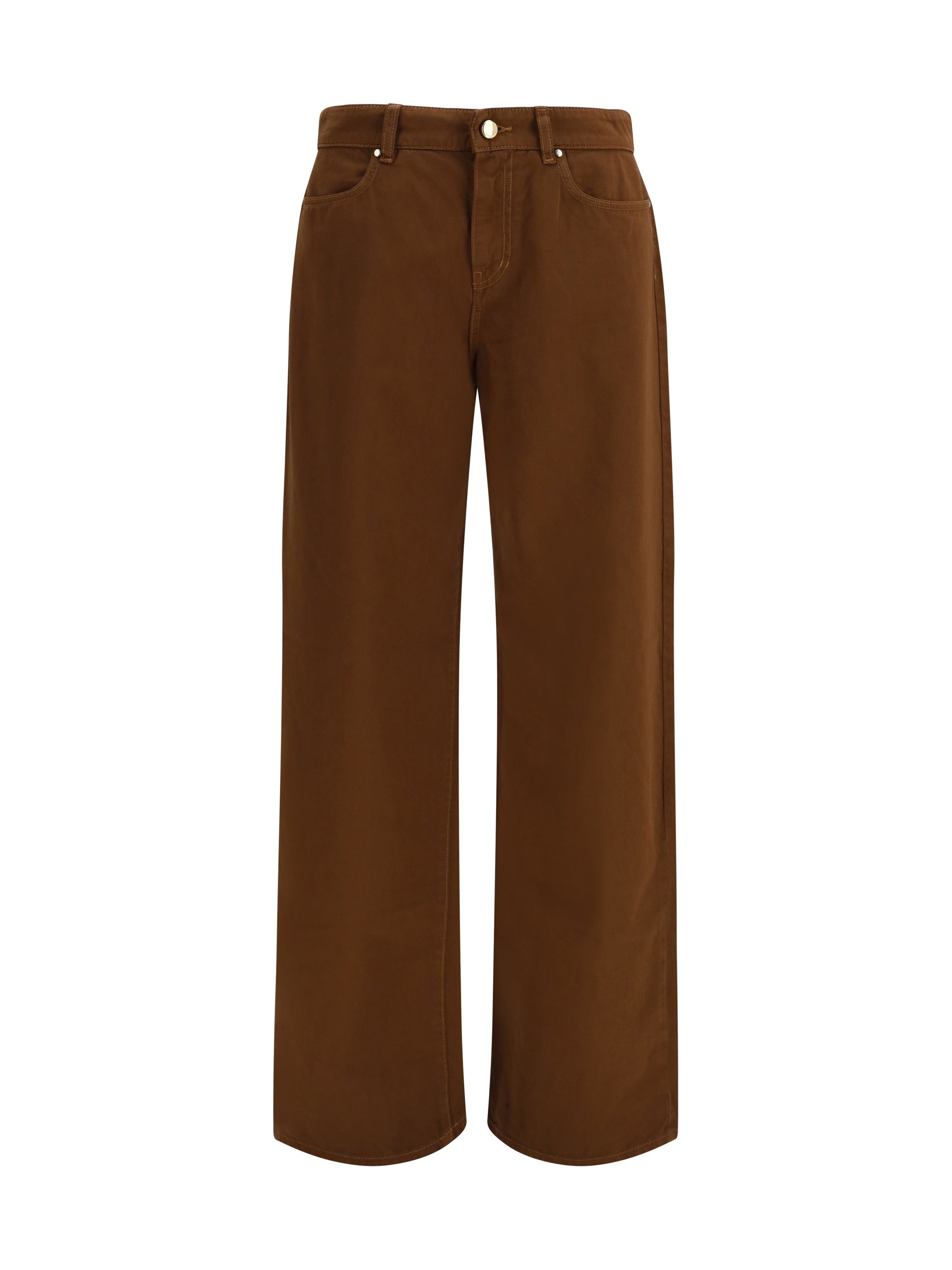 Max Mara Studio Wide-Leg Satin Cotton Trousers — Brown