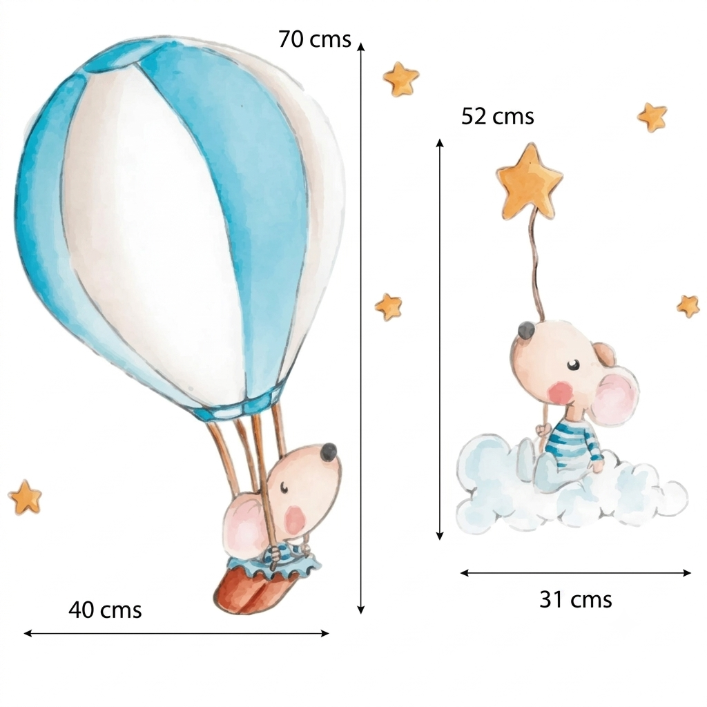 Vinyl Decorative Children's Stars - Balloon to the Stars Stork Dreams