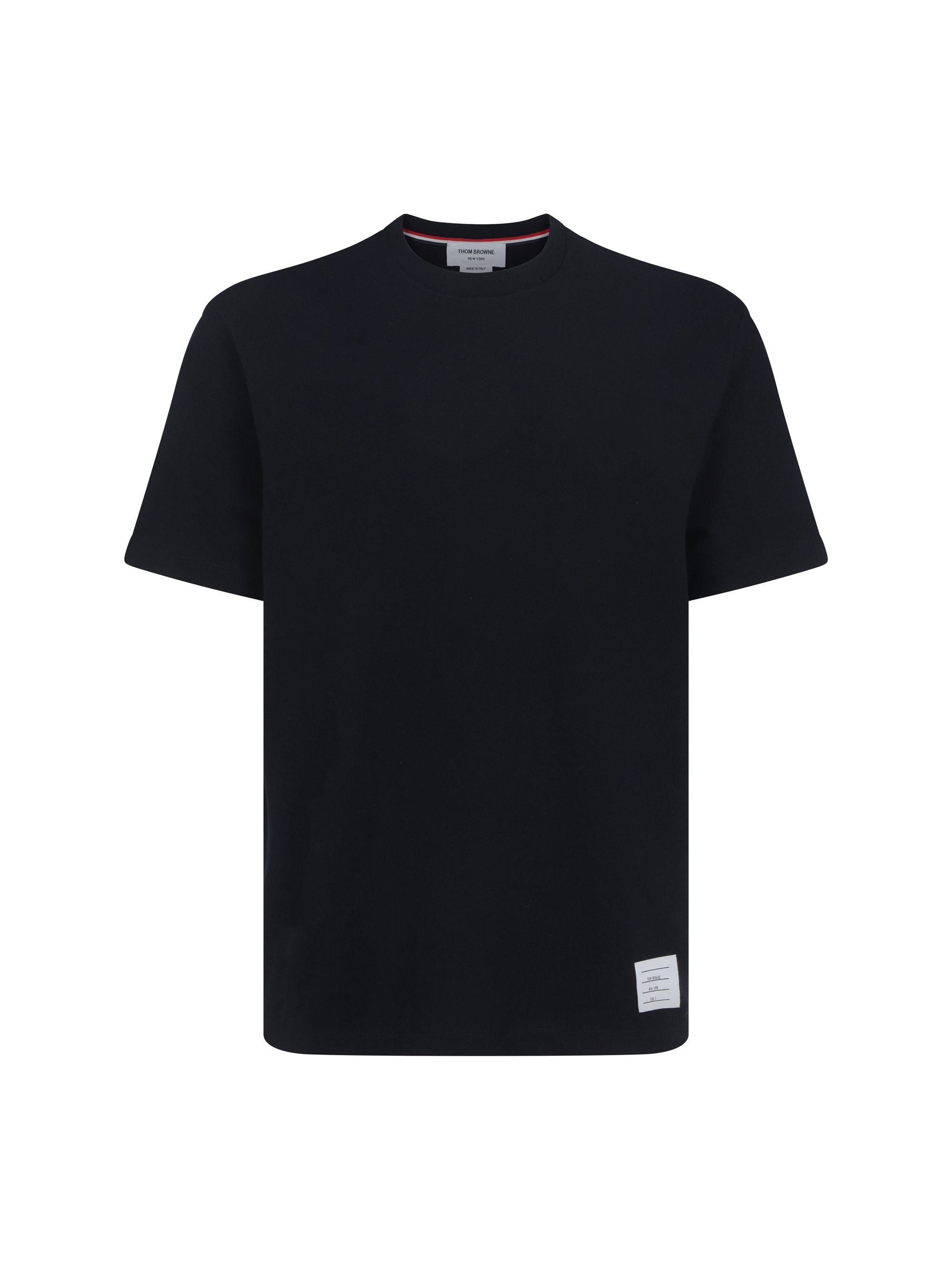 Camiseta de cuello redondo acanalado de Thom Browne — Azul marino