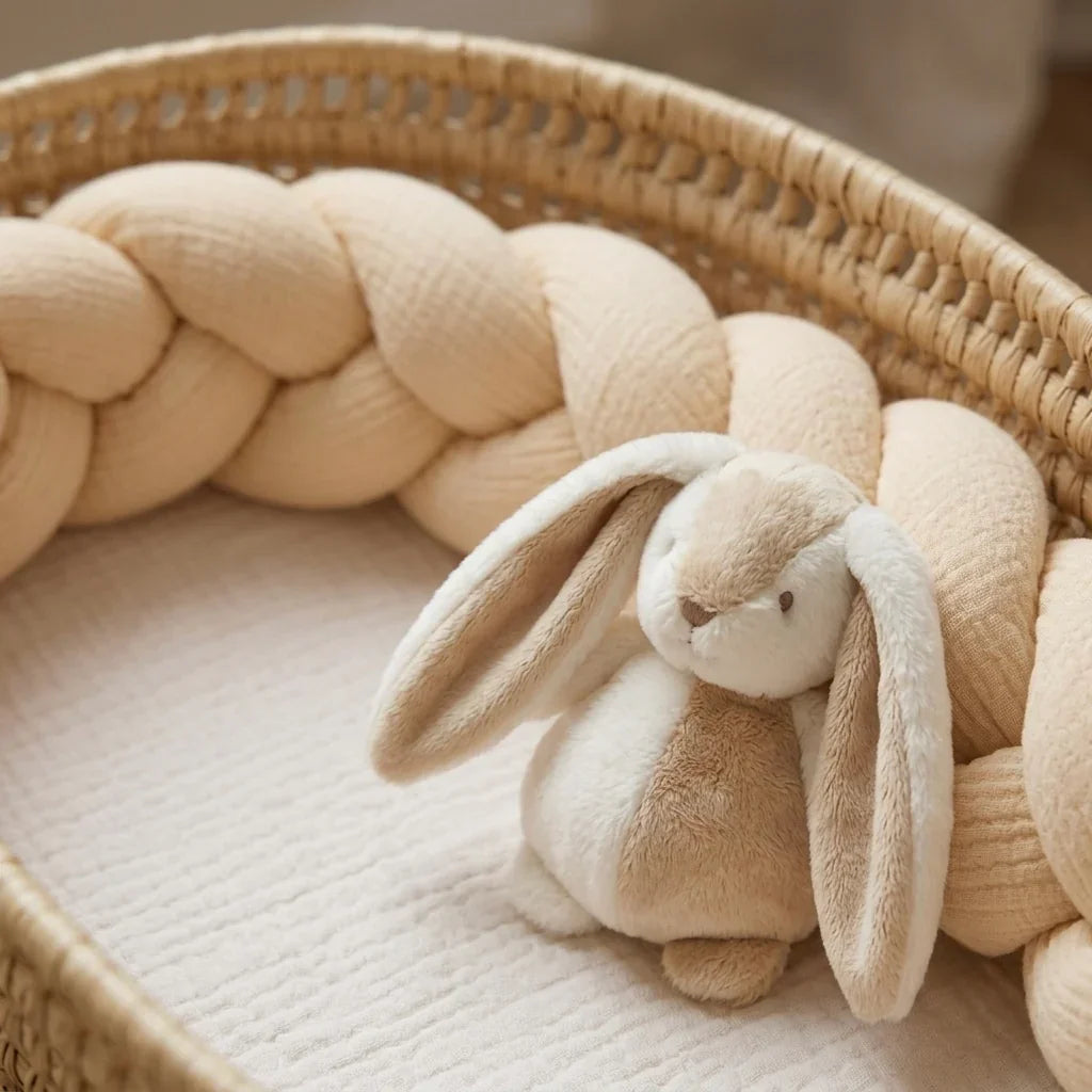 Braided Cot Protector 210cm BEIGE Muslin