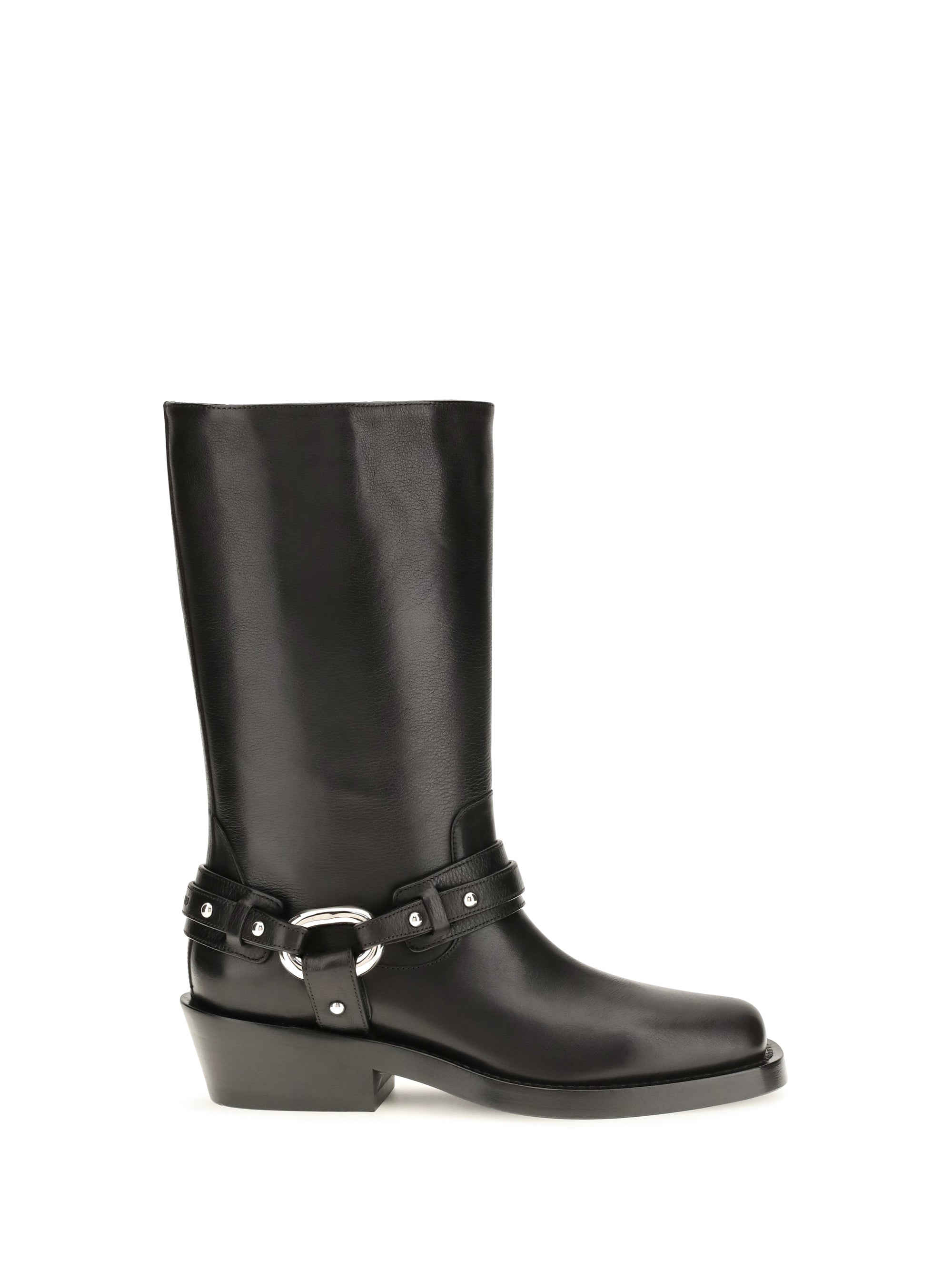 Rabanne Harness Calf Leather Boot — Black