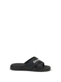 Balenciaga Crossed Logo Strap Slide Sandal — Black