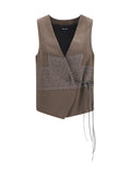 Giorgio Armani Washed Silk and Wool Jacquard Vest — Brown