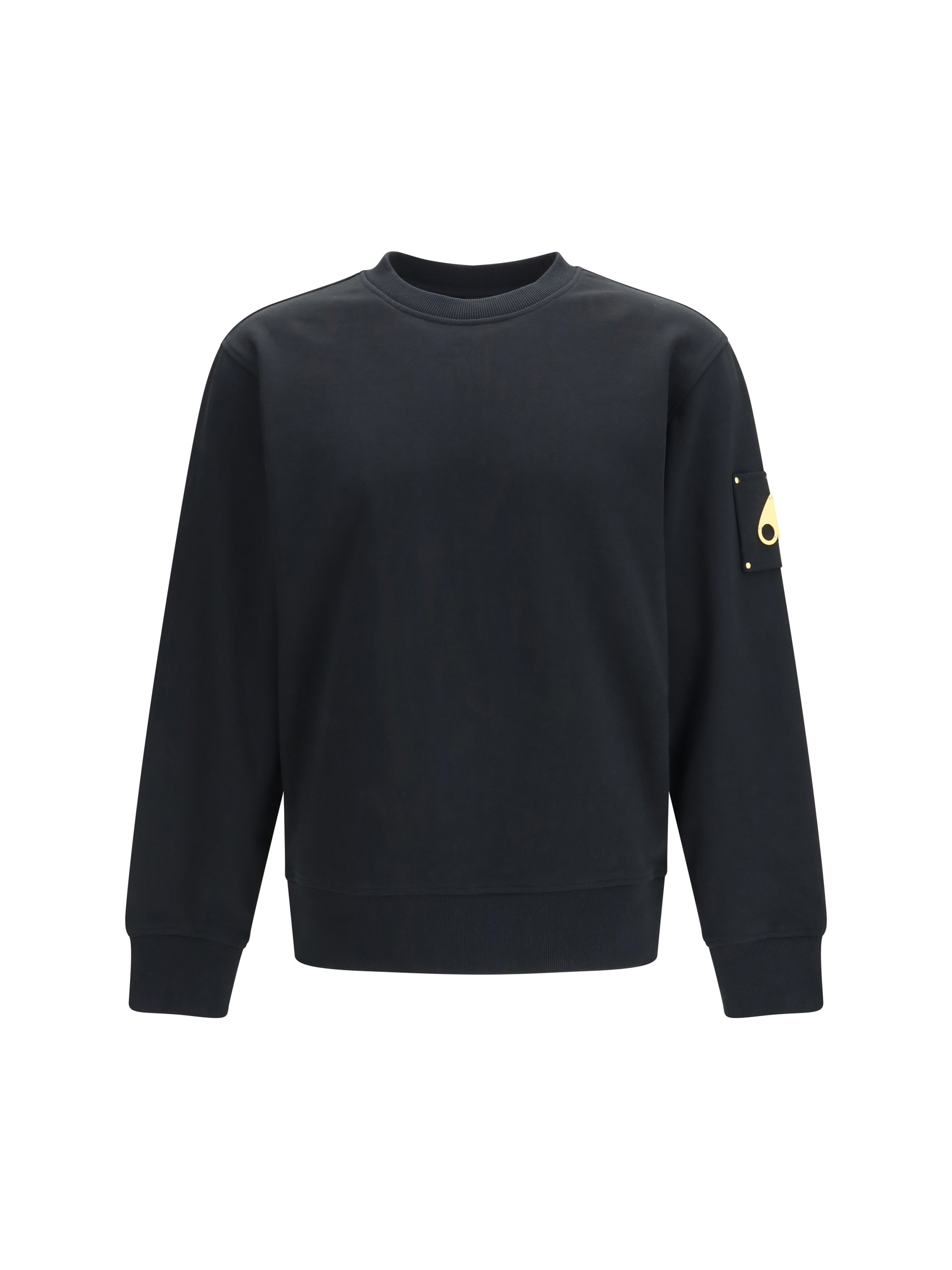 Moose Knuckles Gold-Logo Cotton Sweatshirt — Black