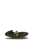 Balmain Buckle-Strap Lambskin Flat — Green