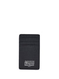 Maison Margiela Logo-Print Grained Leather Card Case — Black