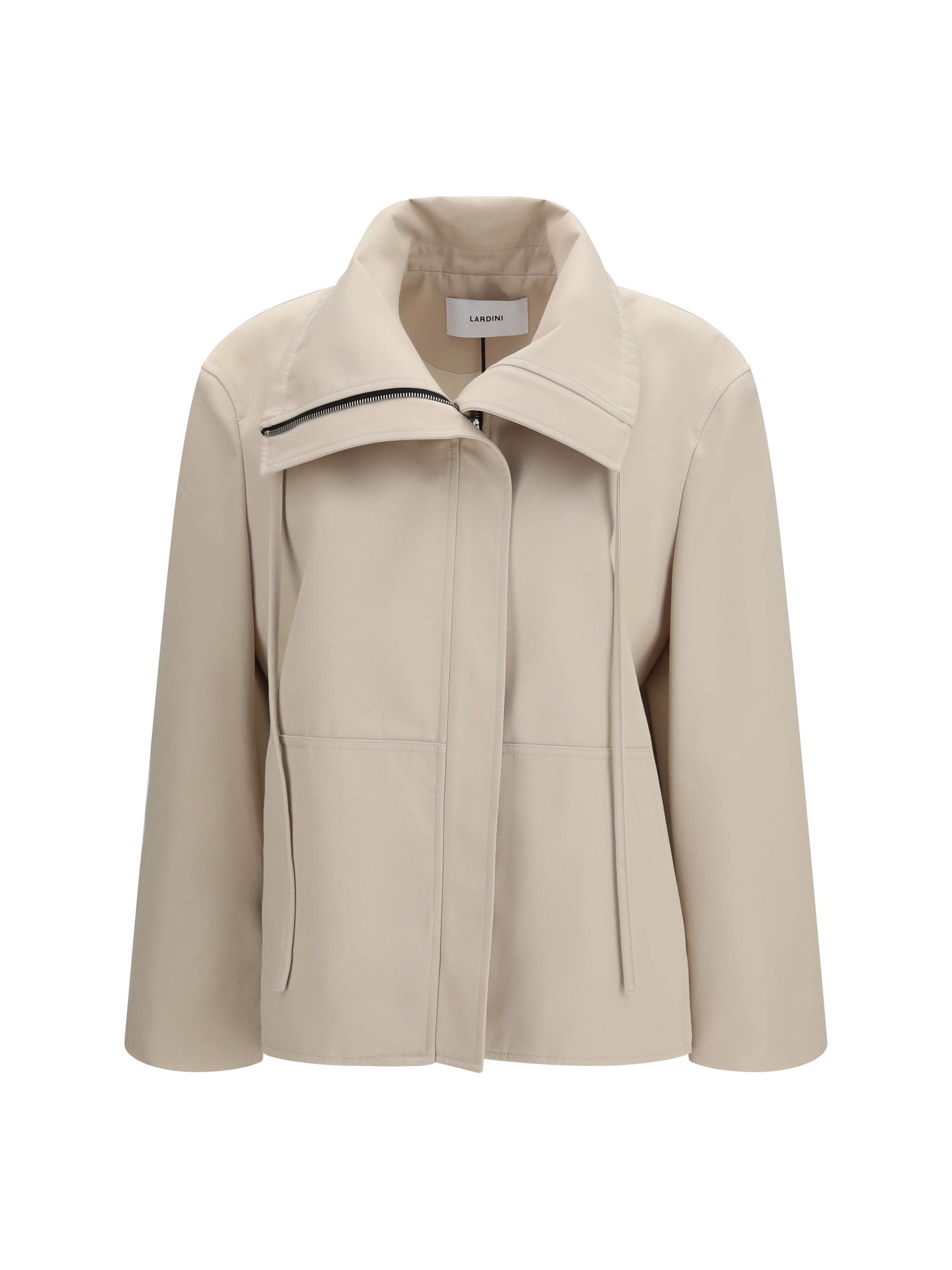Lardini High-Collar Jacket — Beige