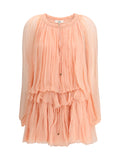 Chloé Cape Silk Muslin Dress — Pink