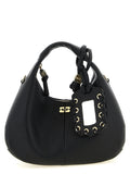 Ganni Textured Faux Leather with Ganni Butterfly Logo Mini Bag — Black