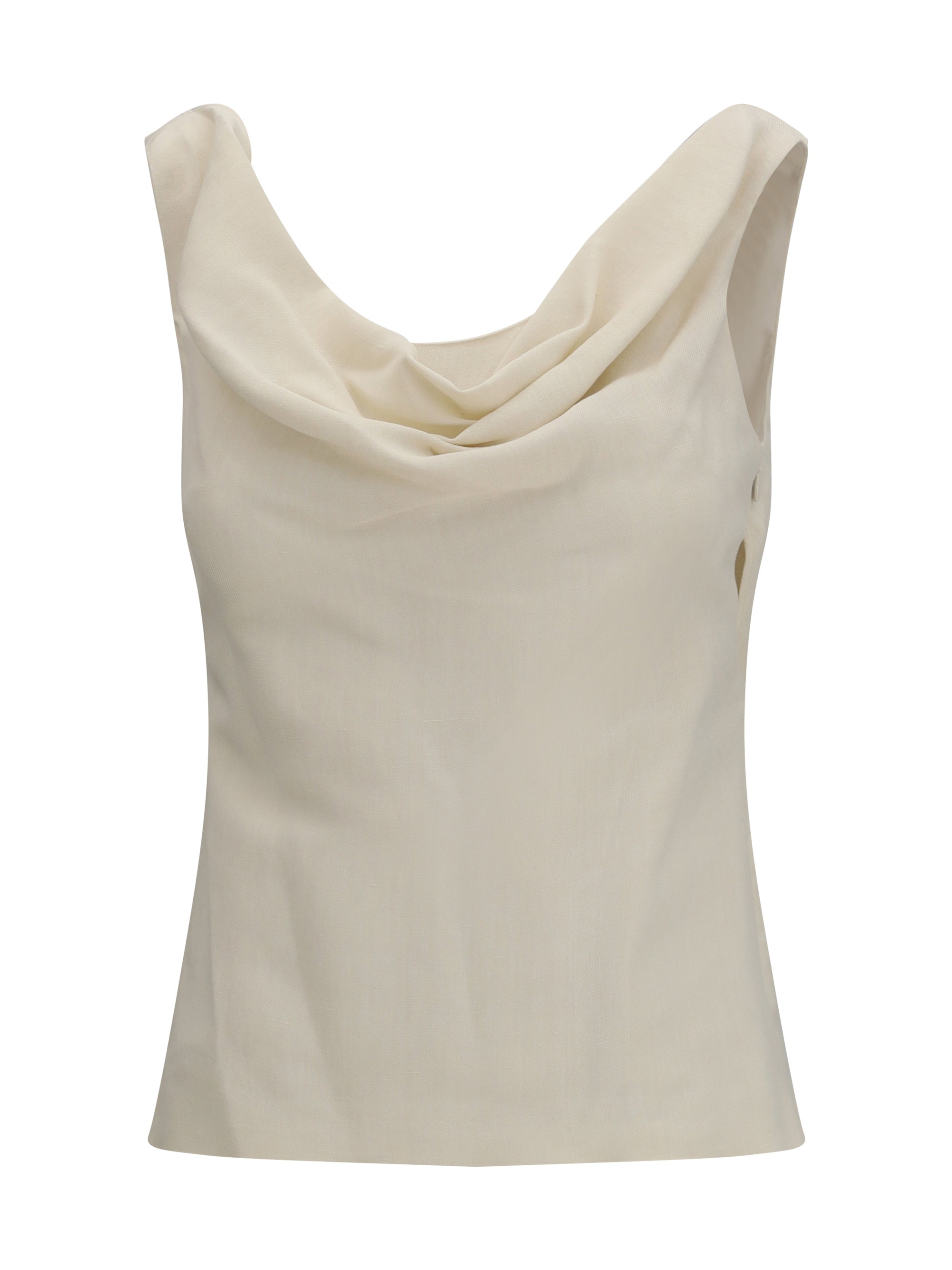 Brunello Cucinelli Viscose and Linen Twill Tank Top — Beige