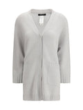 Fabiana Filippi Fine Knit V-Neckline Cardigan — Gray