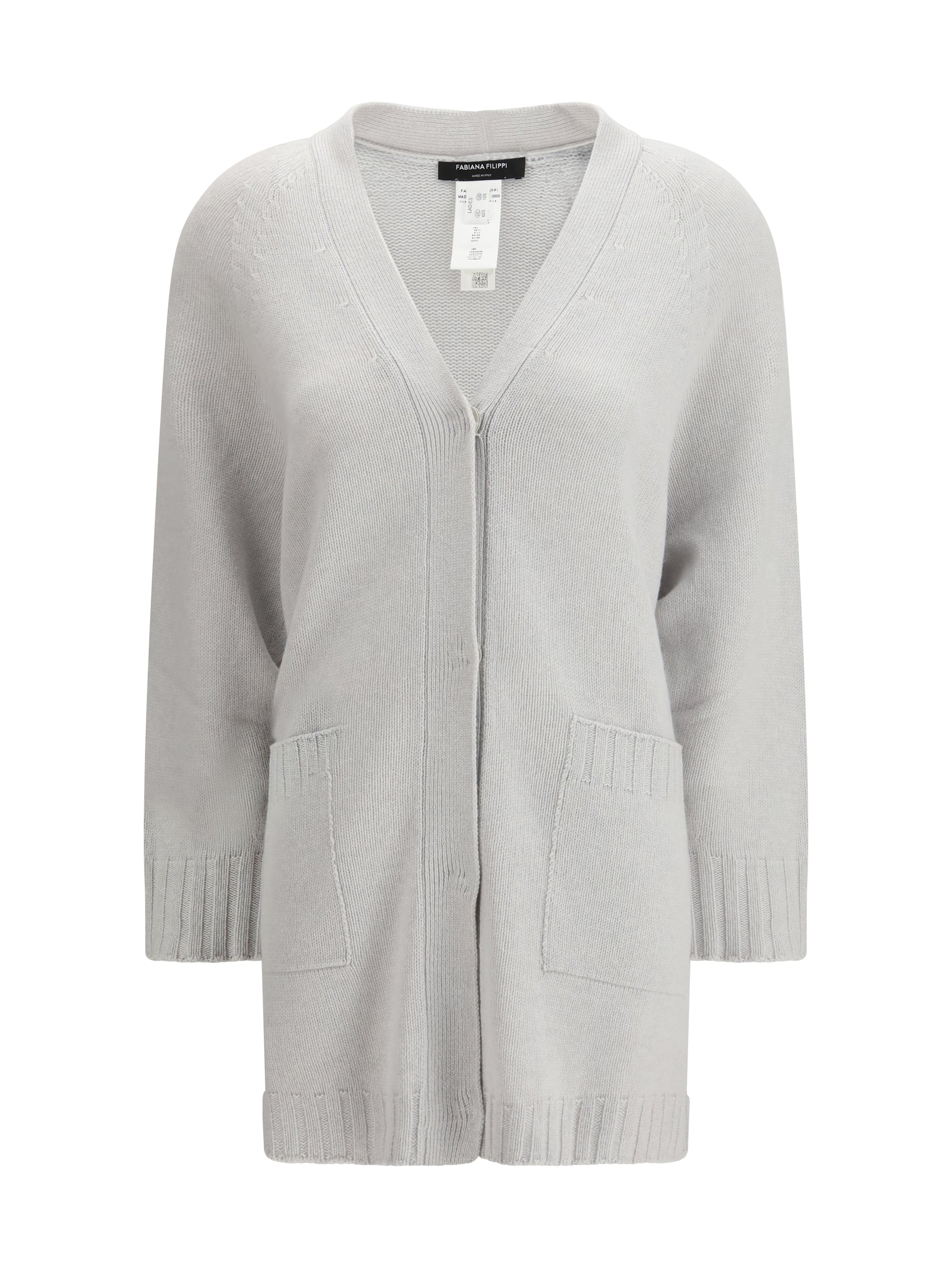 Fabiana Filippi Fine Knit V-Neckline Cardigan — Gray