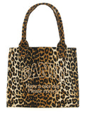 Ganni Leopard-Print Recycled Cotton Tote Bag — Brown