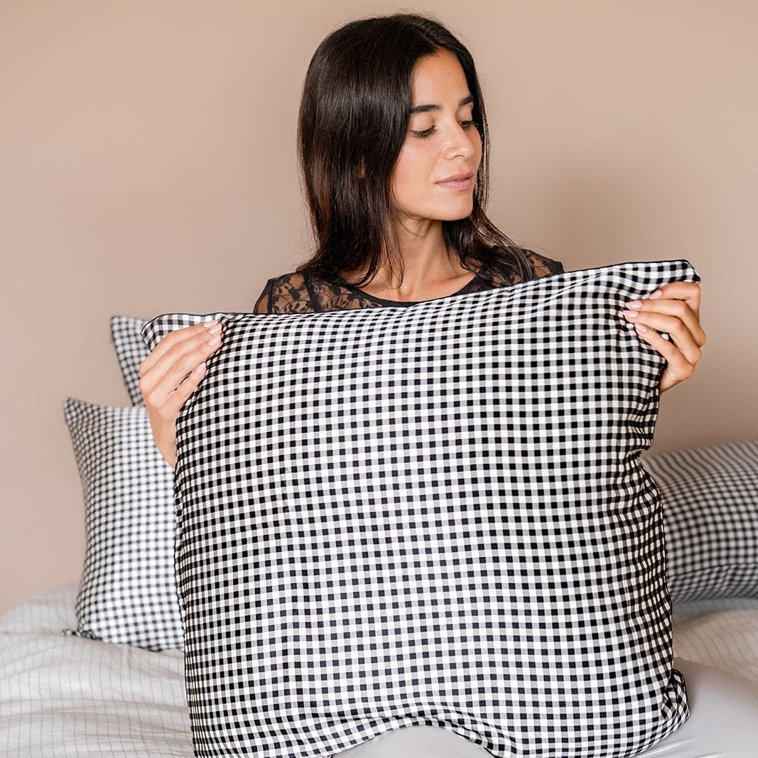 Taie d'oreiller 100% pure soie de mûrier - Vichy Noir