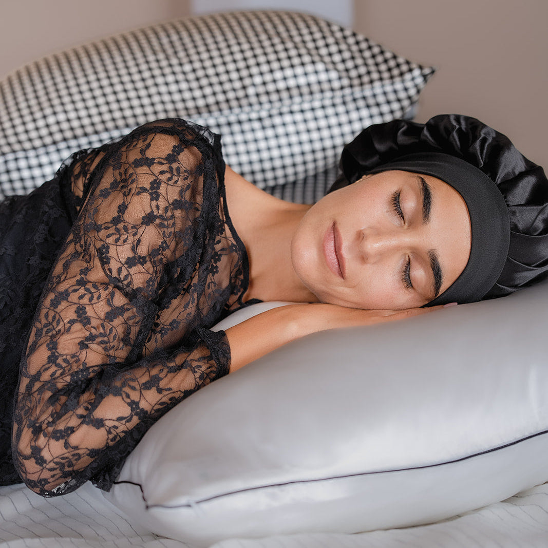 Bonnet de nuit 100% pure soie - Noir