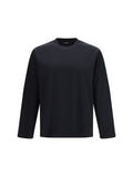 Laminar Cotton Crew Neck Long-Sleeved T-Shirt — Black