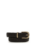 Brunello Cucinelli Braided Stretch Leather Belt — Black