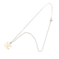 Silver Plated Textured CC Pendant Necklace