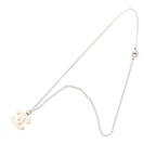 Silver Plated Textured CC Pendant Necklace