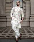 Porcelain Petals Nehru Jacket Set By KYNAH, Luxury Indian Fashion & Bridal Wear