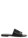 Dolce & Gabbana Logo-Embellished Leather Slides — Black