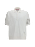 Thom Browne Striped Cotton Polo — White