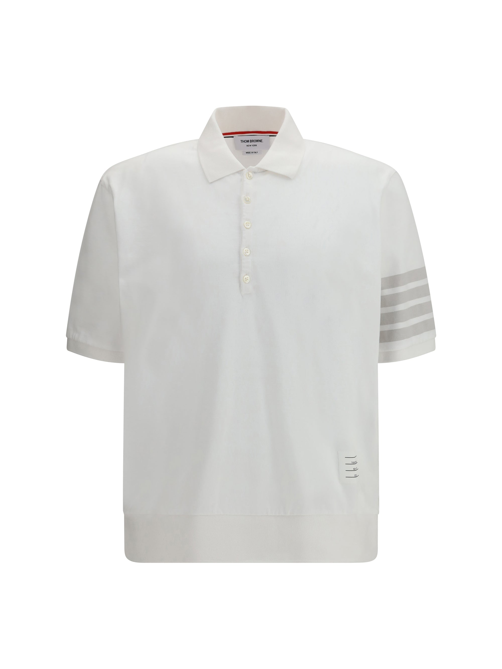 Thom Browne Striped Cotton Polo — White