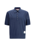 Thom Browne Cotton Knit Polo — Navy