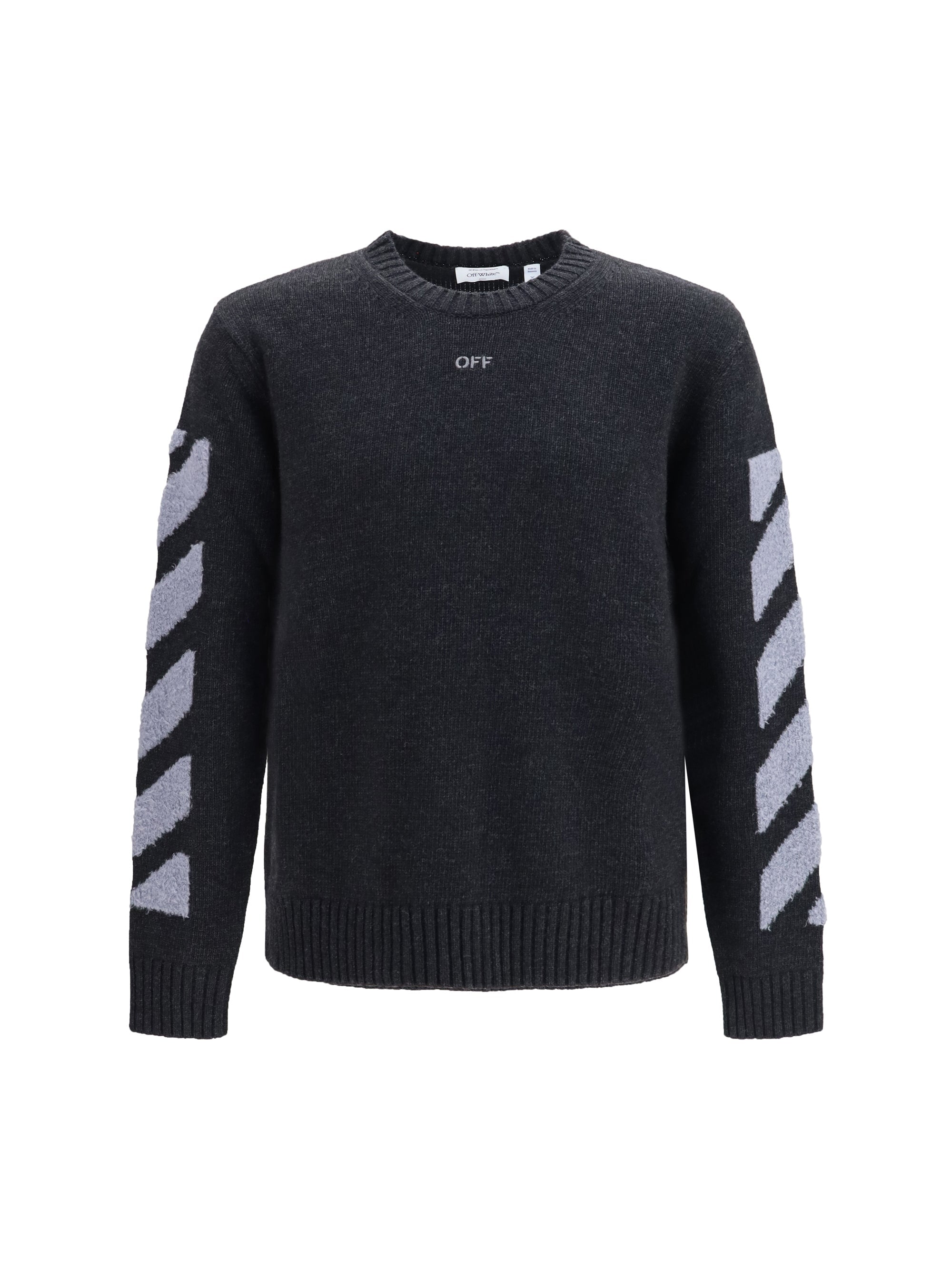 Off-White Diag Fuzzy Sweater — Gray