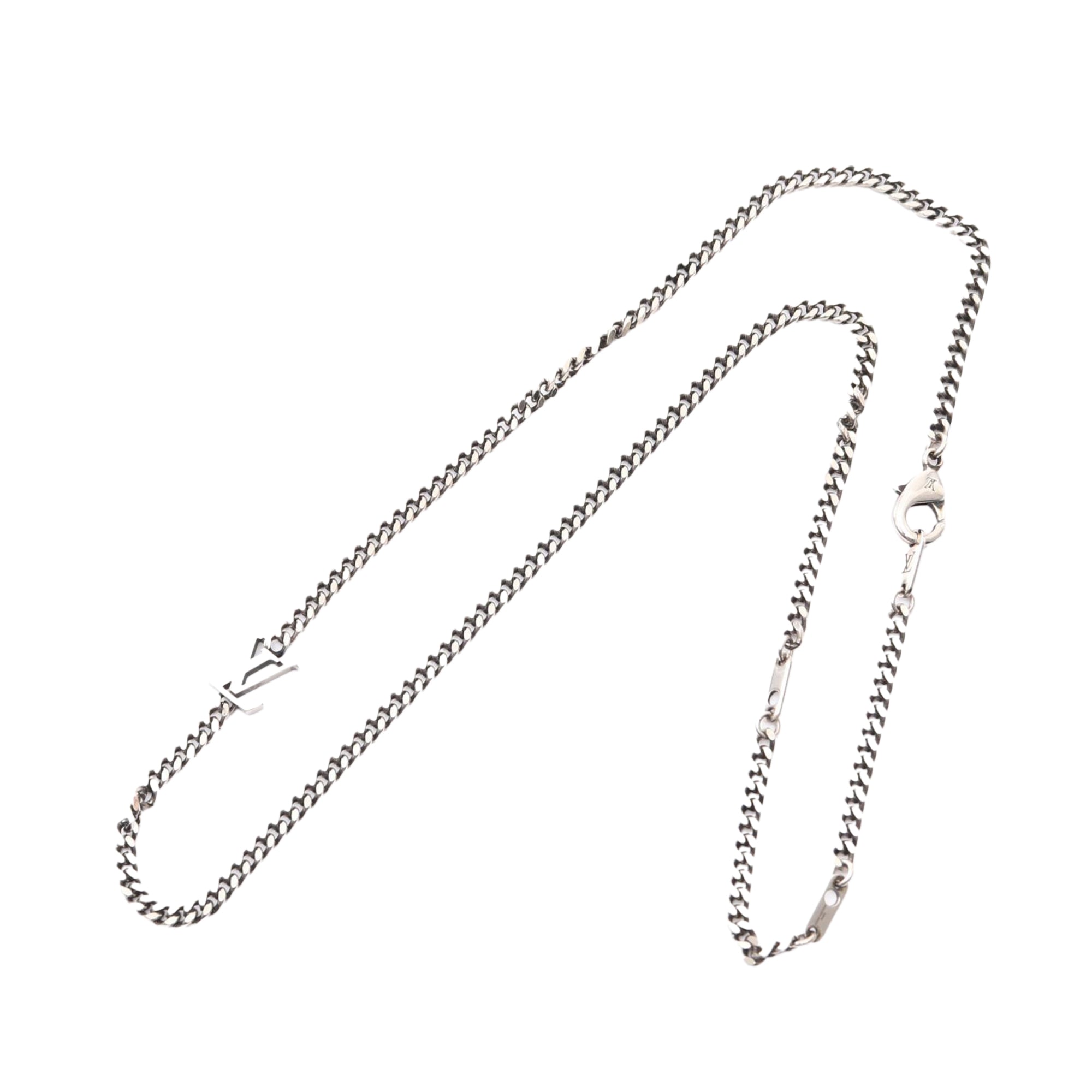 Palladium Plated LV Yours Chain Necklace