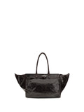 Benedetta Bruzziches Crinkled Calf Suede Shoulder Bag — Black