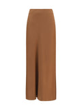 Brunello Cucinelli Acetate & Viscose Midi Skirt — Brown