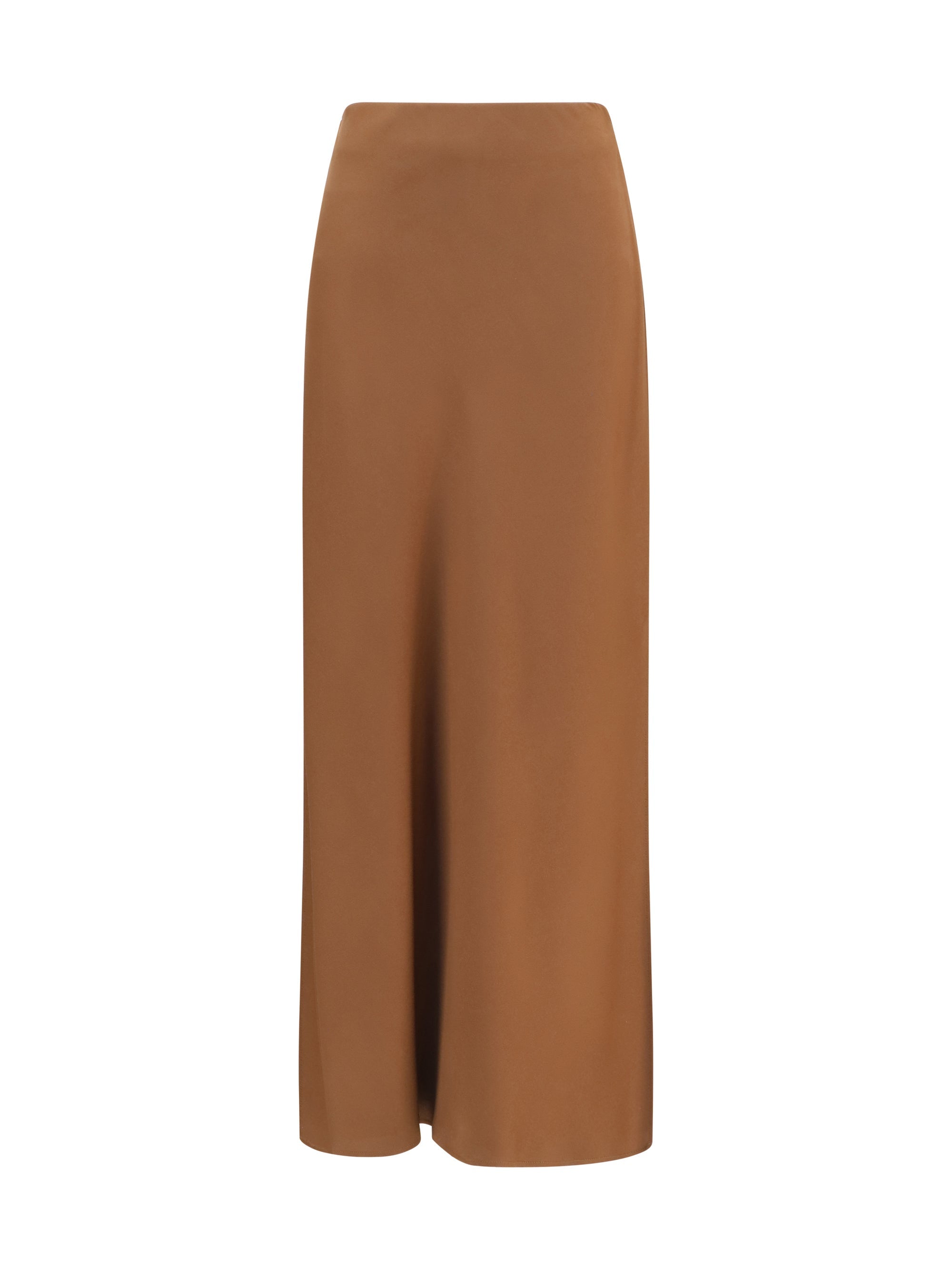 Brunello Cucinelli Acetate & Viscose Midi Skirt — Brown