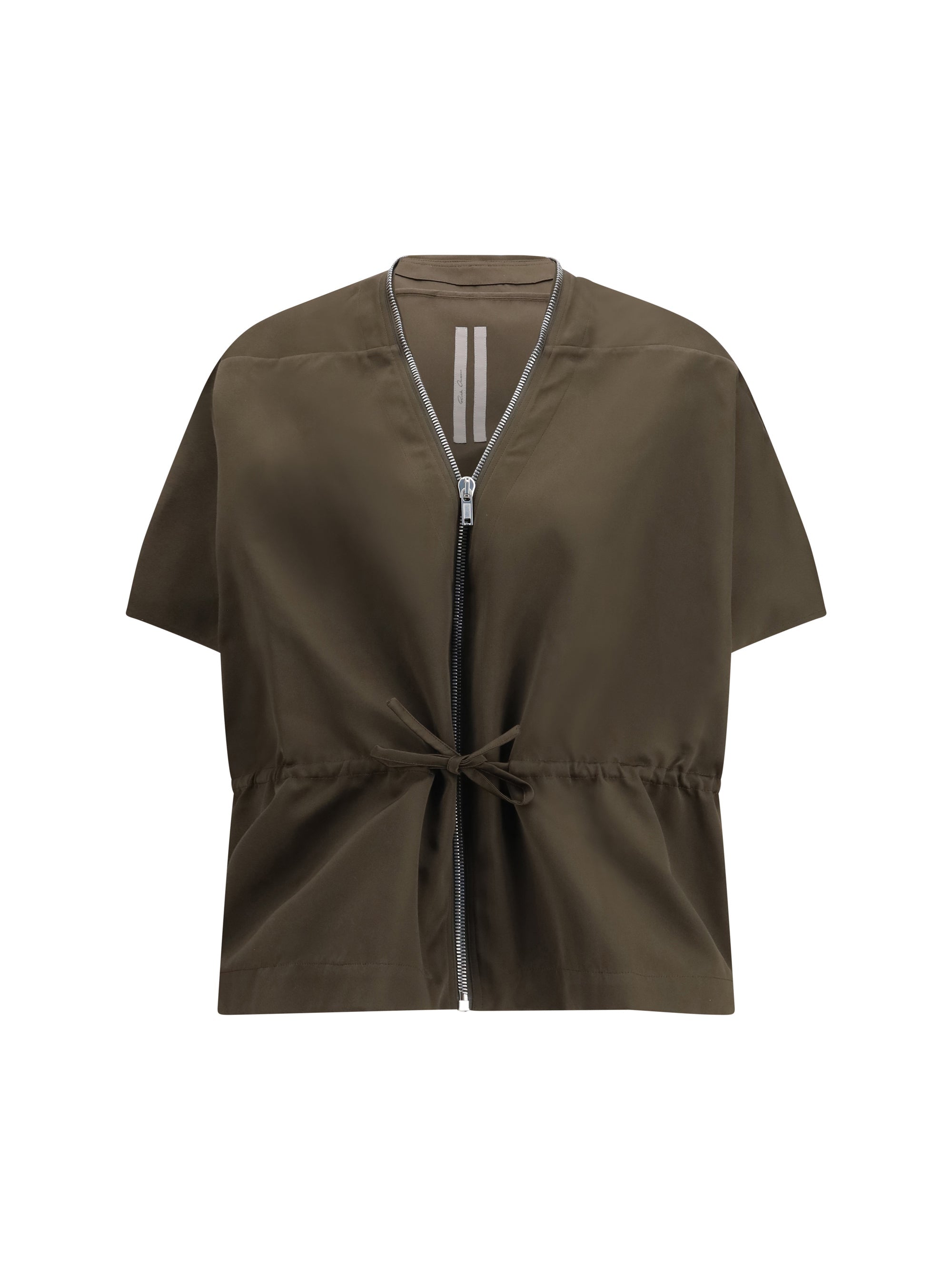 Rick Owens Satin with Drawstring Waist Jacket — Brown