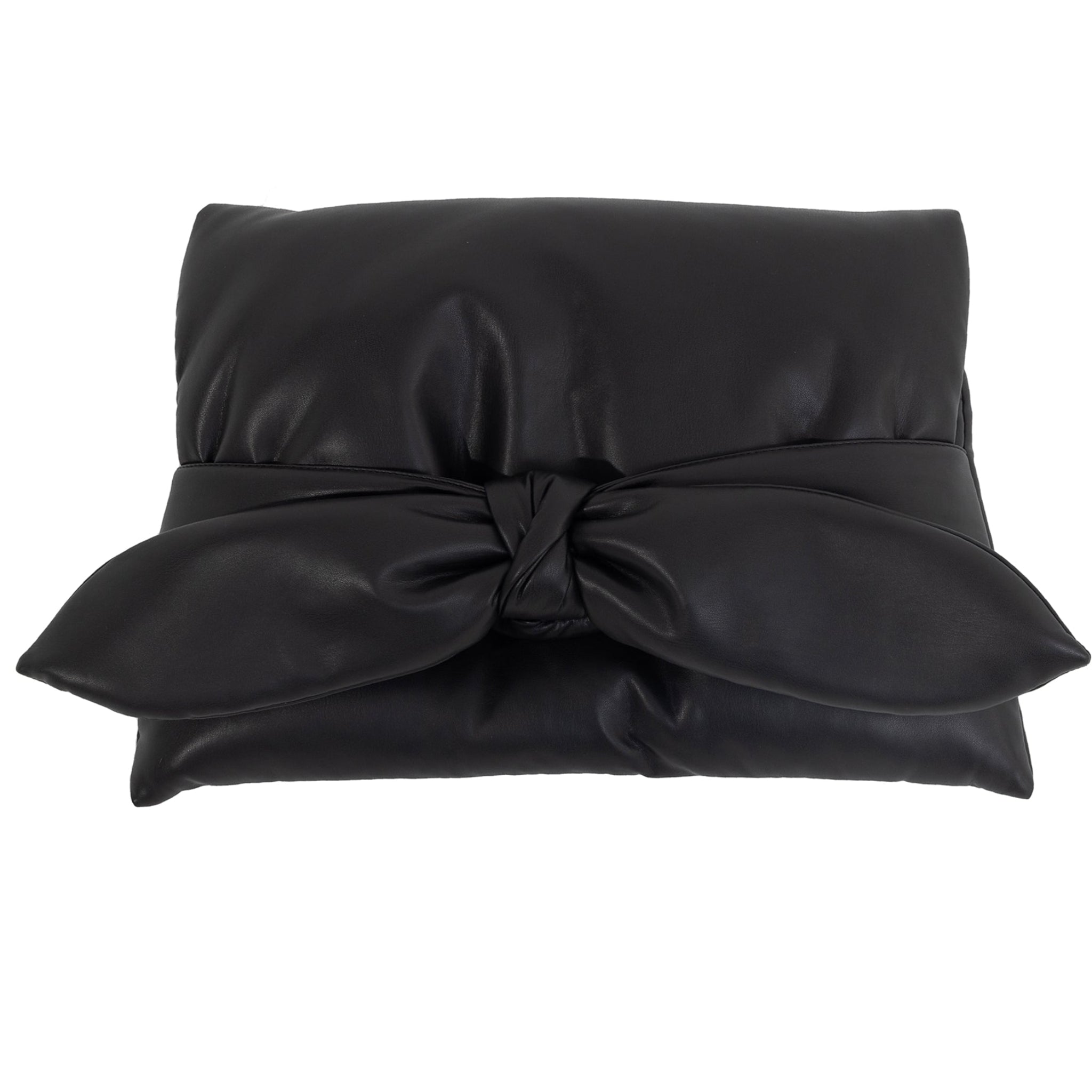 Petal Faux Leather Evening Clutch Bag - Black