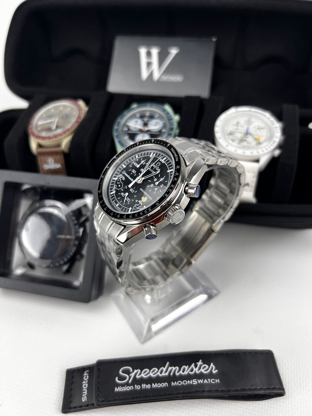 Omega x Swatch Mission to Moon black snoopy Steel mod by HW Design