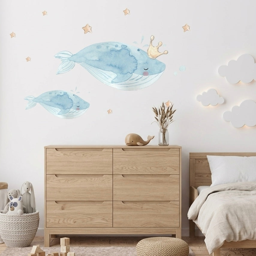 Vinilo Decorativo Infantil BALLENAS - SUEÑOS DE CIGÜEÑA