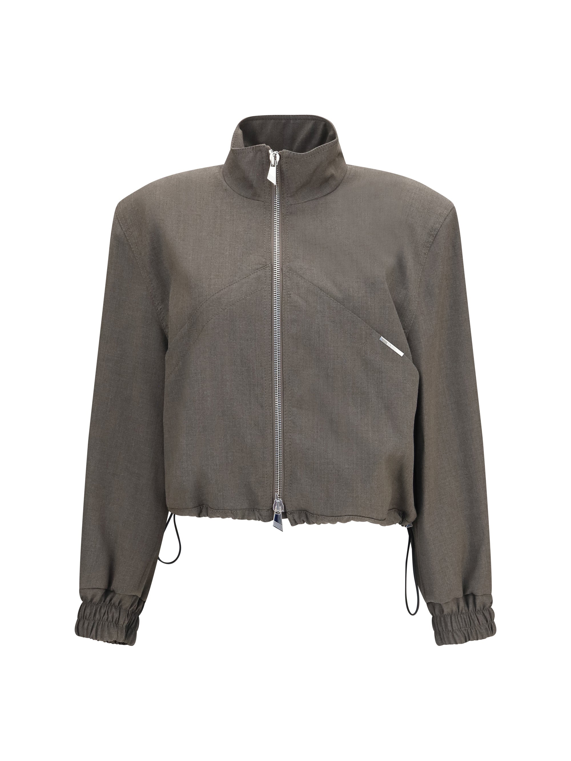 The Attico Wool-Blend Bomber Jacket — Gray