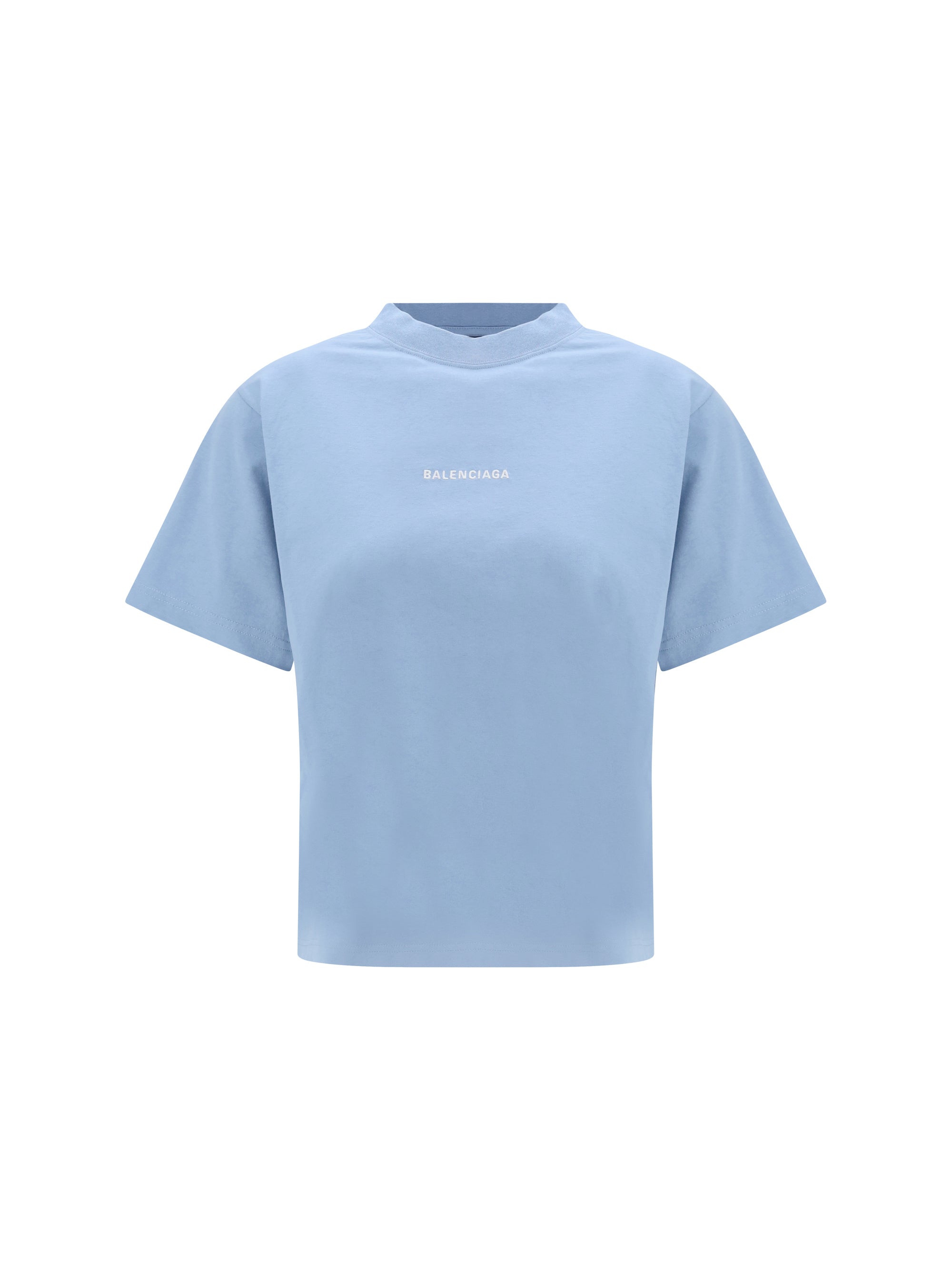 Balenciaga Logo-Printed Cotton T-Shirt — Blue