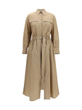 Brunello Cucinelli Shirt-and-Skirt Button-Front Cotton Dress — Beige