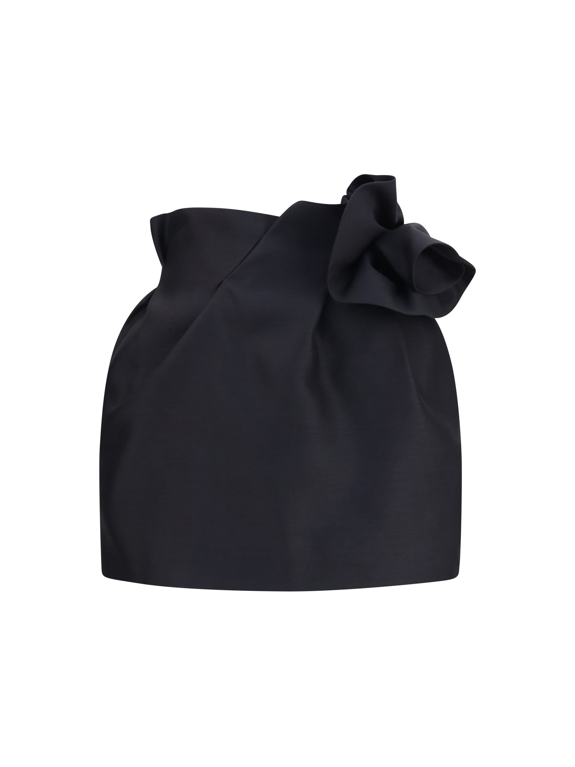 Magda Butrym Wool-Silk Ruffle Mini Skirt — Black