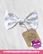 Valentine White & Latte Love Hearts Bow
