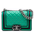 Small Bicolor Quilted Lambskin and Rubber Boy Flap