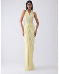 Metallic Moulded Yellow Gown By KYNAH, Luxury Indian Fashion & Bridal Wear