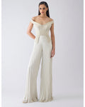 Structured Plisse Ivory Jumpsuit By KYNAH, Luxury Indian Fashion & Bridal Wear
